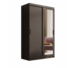 Šatní skříň s posuvnými dveřmi a zrcadlem Hailey 120 Černá+Černá