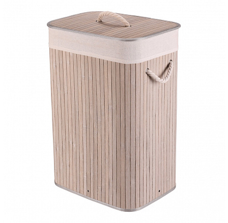 Koš prádelní - bambusový, s víkem, šedý Koš prádelní - bambusový, s víkem, šedý