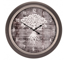 Hodiny nástěnné - pr. 58 cm, MDF, sklo a kovový rám, strom života