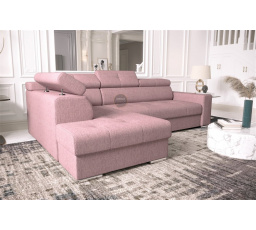 Rohová sedací souprava s funkcí spaní MARGO I 260×185 - levá, růžová