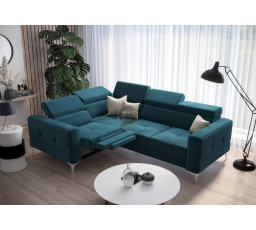 Rohová sedací souprava TOSCANIA , relax s funkcí spaní 185x250 - modrá, levá