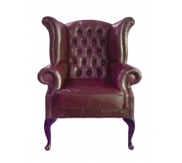 Křeslo Chesterfield Queen kůže bordó