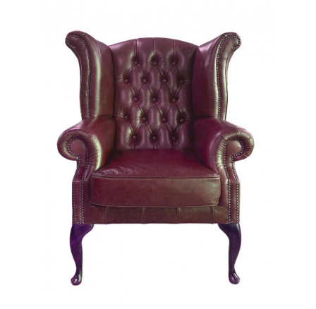 Křeslo Chesterfield Queen kůže bordó