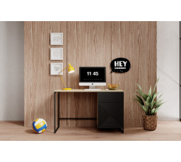 Psací stůl Asha, dub artisan / černý mat / černý rám