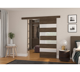 Posuvné dveře na stěnu MILOU 86 Choco+White Lacobel