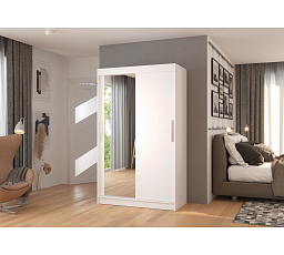 Posuvná skříň se zrcadlem BARIO 120 Bílá+Bílá