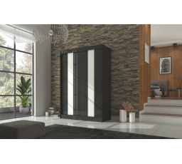 Posuvná skříň s lacobelem KAREN 150 Černá+Bílý Lacobel