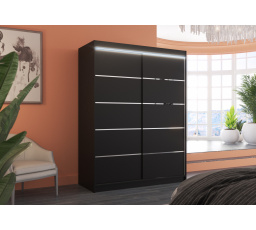 Posuvná skříň s LED osvětlením LUFT 150 Černá+Černá