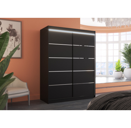 Posuvná skříň s LED osvětlením LUFT 150 Černá+Černá