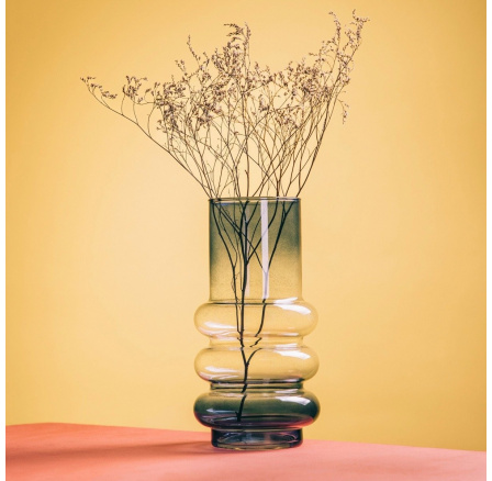Váza CIRCLE modro-transparentní ombre sklo 11x26cm 726828