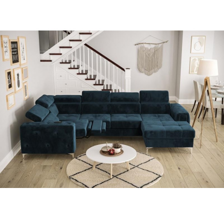 Rohová sedací souprava ORION MAX III , relax s funkcí spaní 165x320x190 cm - modrá, pravá