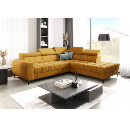 Rohová sedací souprava PORTO 225X255 cm - žlutá , pravá