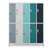 Kovová uzamykatelná šatní skříňkas 10 boxy BARTEK, 1360 x 1720 x 450 mm, šedo-vicebarevná