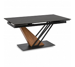 Stůl REX Keramický Rozkládací 160-220 cm Černý Mramor/Ořech