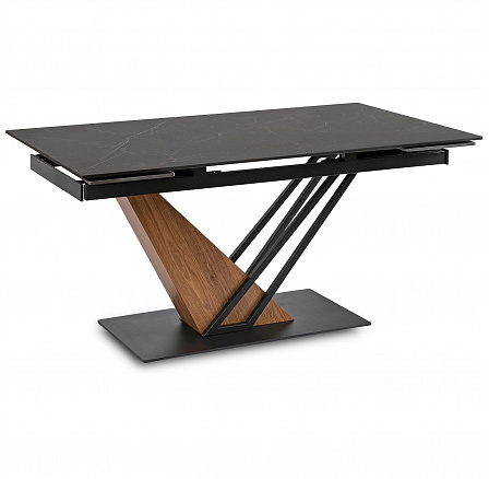 Stůl REX Keramický Rozkládací 160-220 cm Černý Mramor/Ořech
