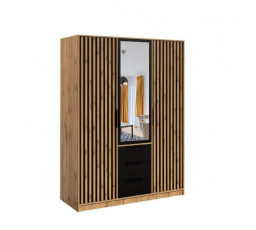 Šatní skříň BALI LUX D3 147 Dub Wotan černá zrcadlo