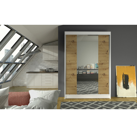 Šatní skříň LINORA II 120, Bílá/Dub artisan Šatní skříň LINORA II 120, Bílá/Dub artisan