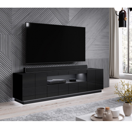Tv komoda REJA, černá lesklá/černá lesklá