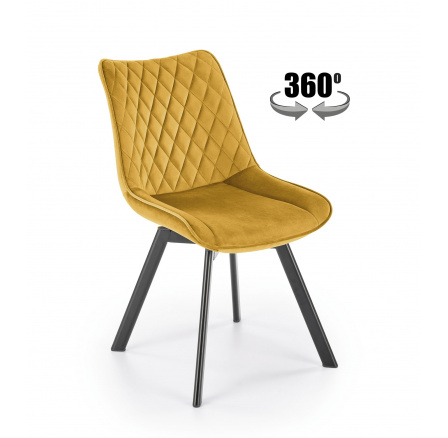 Jídelní otočná židle K520, Hořčicová/Černá