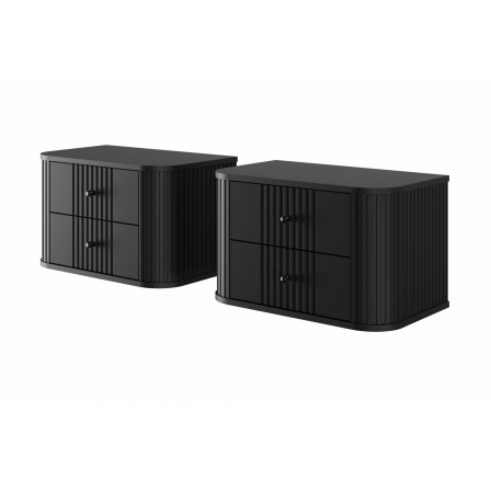 Sada závěsných nočních stolků VESPER, Černá/Černé úchyty