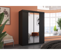 Posuvná skříň se zrcadlem FEVER 150 Černá+Černá