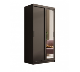 Šatní skříň s posuvnými dveřmi a zrcadlem Hailey 100 Černá+Černá