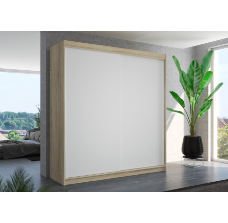 Šatní skříň s posuvnými dveřmi TERECIA 200 Sonoma+White