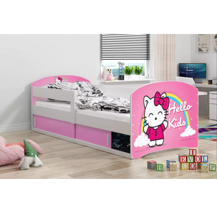Dětská postel LUKI 1 s matrací, Bílá/Hello Kids Dětská postel LUKI 1 s matrací, Bílá/Hello Kids