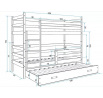 Dětská patrová postel ERYK 3 s přistýlkou 90x200 cm, bez matrace, Bílá/Bílá