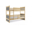 Dětská patrová postel RICO 90x200 cm, včetně matrací, Přírodní/Grafit