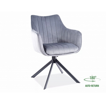 Jídelní otočná židle AZALIA VELVET, Šedý Bluvel 14/Černá Jídelní otočná židle AZALIA VELVET, Šedý Bluvel 14/Černá