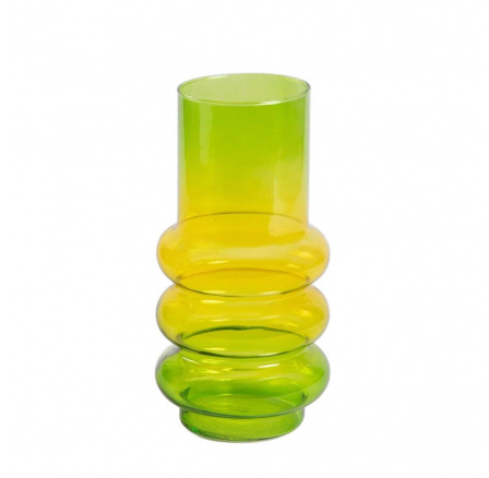 Váza CIRCLE sklo žluto-zelený ombre 11x26cm 726835