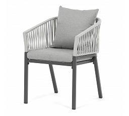 Zahradní židle, kov, látka, šedá, AZC-S1430 GREY