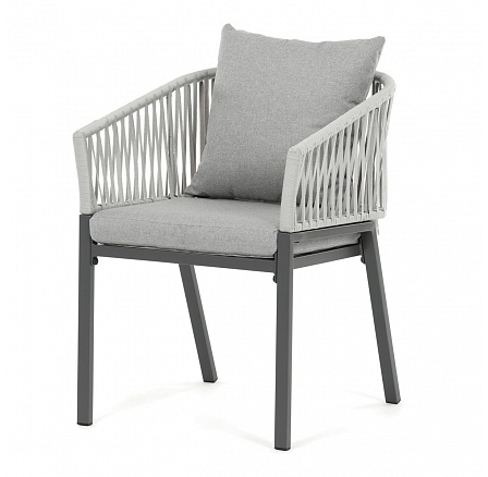 Zahradní židle, kov, polyratan, šedá, AZC-S1430 GREY