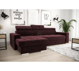 Rohová sedací souprava s funkcí spaní MARGO 160x250 - levá, Odtíny bordové