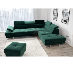 Rohová sedací souprava GALAXY s funkcí spaní 225x280 - zelená , pravá