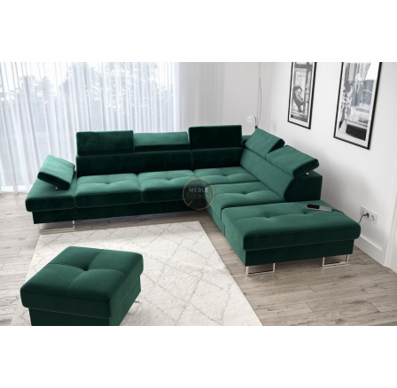 Rohová sedací souprava GALAXY s funkcí spaní 225x280 - zelená , pravá