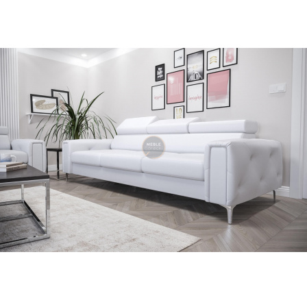 Sofa ORION III 255 cm přírodní kůže - bílá kůže