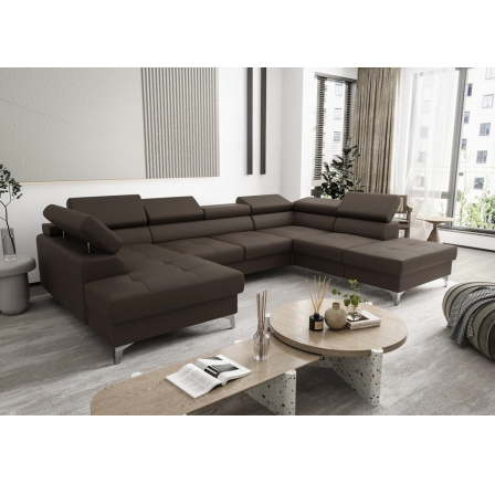 Rohová sedací souprava TOSCANIA MAX II 170x350x220 přírodní kůže - pravá, Hnědá kůže