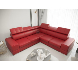 Rohová sedací souprava ROYAL MAX 286x286 přírodní kůže - červená kůže , levá