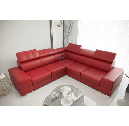 Rohová sedací souprava ROYAL MAX 286x286 přírodní kůže - červená kůže , levá