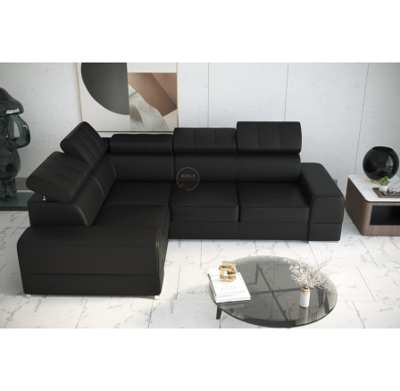Rohová sedací souprava ROYAL II 280×210 přírodní kůže - černá kůže , levá