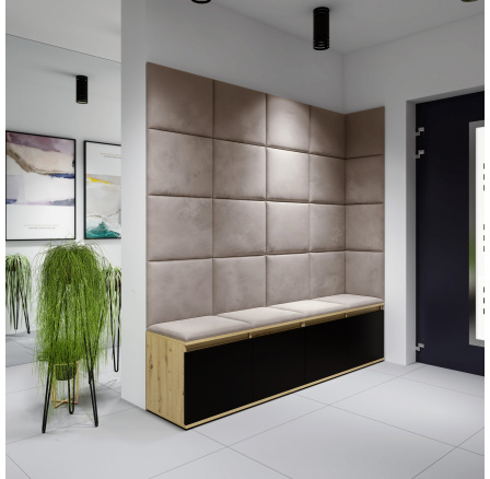 Předsíňová stěna EMI 3, Trinity 03/Artisan+černá Předsíňová stěna EMI 3, Trinity 03/Artisan+černá