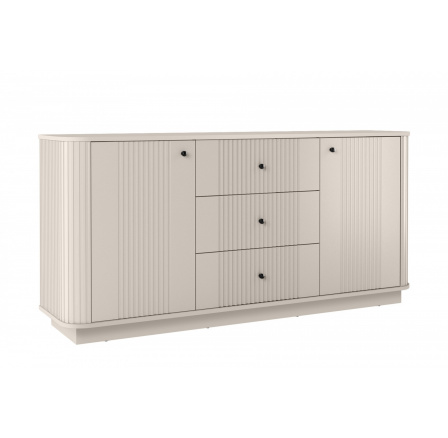 VESPER KOMODA 160 2D3SZ - kašmír mdf / kašmír / černé úchyty / sokl