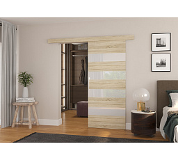 Posuvné dveře na stěnu MILOU 86 Sonoma+White Lacobel