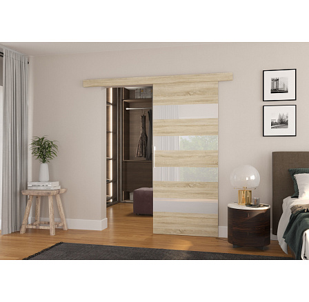 Posuvné dveře na stěnu MILOU 86 Sonoma+White Lacobel