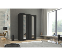 Posuvná skříň se zrcadlem BALTON 150 Černá+Černá