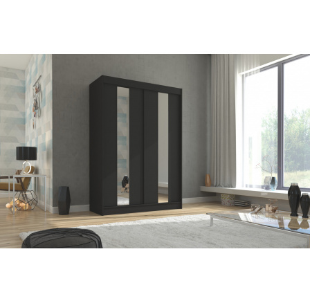 Posuvná skříň se zrcadlem BALTON 150 Černá+Černá