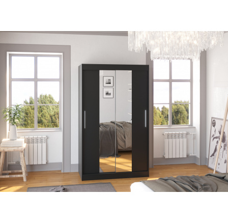 Posuvná skříň se zrcadlem SANTOS 120 Černá+Černá