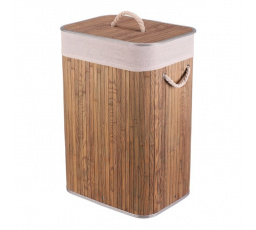 Koš prádelní - bambusový, s víkem, tmavě šedý